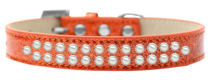 Two Row Pearl Size 16 Orange Ice Cream Dog Collar